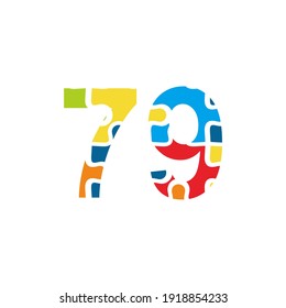 79 Puzzle number illustration. Vector Eps10