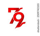 79 red and white simple logo