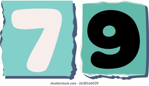 79 Retro torn paper number Design art