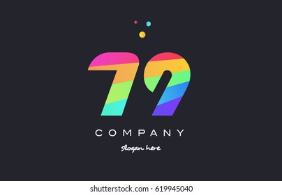 79 seventy nine creative color green orange blue magenta pink number digit company logo vector icon spectrum