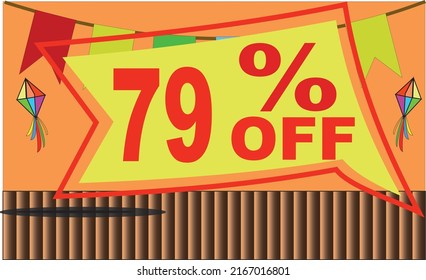 79 seventy-nine % percent off promotion tag party balloon flag platform