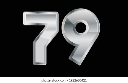 79 Silver Elegant Modern 3D Number