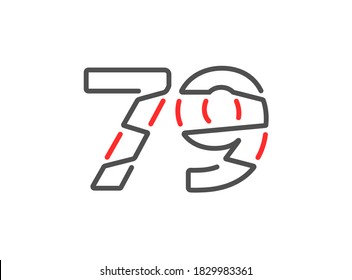 79 vector number. Modern trendy, creative style line design. For logo, brand label, design elements, corporate identity, application etc. Isolated vector illustration          