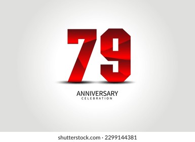 79 Year Anniversary Celebration Logo red vector, 79 Number Design, 79th Birthday Logo, Logotype Number, Vector Anniversary For Celebration, Invitation Card, Greeting Card. logo number Anniversary