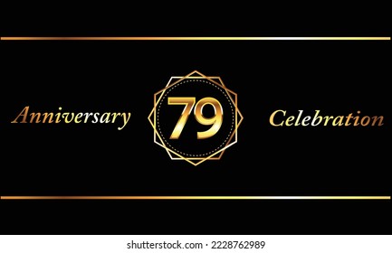 Celebración del 79 Aniversario del Diseño Vector con forma hexagonal de oro. Celebración del 79° Aniversario. Banner de lujo de oro de la celebración del 79 aniversario.
