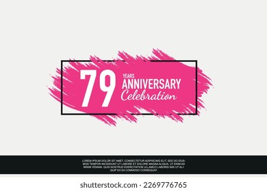 79 year anniversary celebration vector pink design in black frame on white background abstract illustration logo	