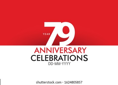 79 year Anniversary Concept Red Color and White for Banner, Poster, Greeting Card - Vector