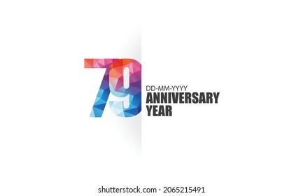 79 year anniversary full color polygon geometry style background for event, birthday, gift - vector