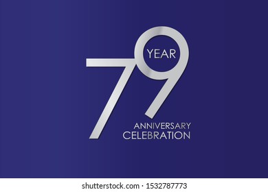 79 Year Anniversary Silver Color on Blue Background, - Vector