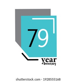 79 Year Anniversary Vector Template Design Illustration Blue Box Elegant White Background