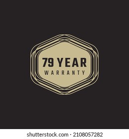 79 Year Anniversary Warranty Celebration with Golden Color for Celebration Event, Wedding, Greeting card, and Invitation Isolated on Black Background