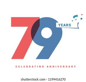 79 years anniversary celebration colorful logo with fireworks on white background. 79th anniversary logotype template design for banner, poster, card vector illustrator