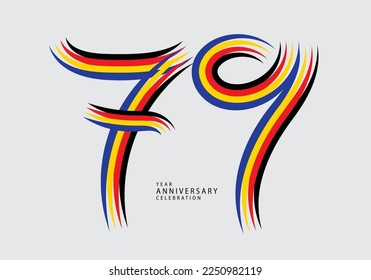 79 years anniversary celebration logotype colorful line vector, 79th birthday logo, 79 number, Banner template, vector design template elements for invitation card and poster. number design vector