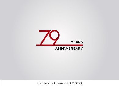 79 Years anniversary celebration logotype design using simple red line font, isolated on white background