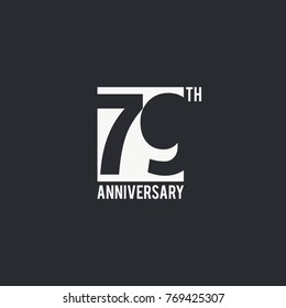 79 Years Anniversary celebration simple design. silhouette number inside white box vector illustration. logo type