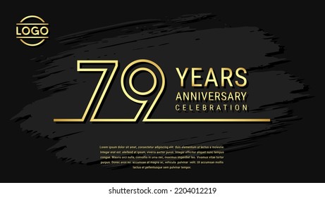 79 years anniversary celebration, anniversary celebration template design with gold color isolated on black brush background. vector template illustration