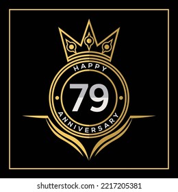 79 years anniversary design with crown  template. Vector and illustration. Anniversary logo.
