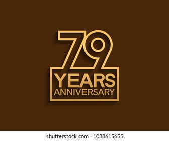 79 years anniversary design line style with square golden color for celebration event