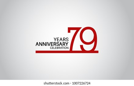 79 years anniversary design with simple line red color isolated on white background for celebration
