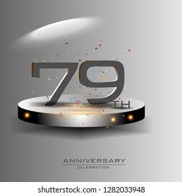79 years anniversary design vector templates and illustrations, concepts in the future by giving a sci fi feel effect