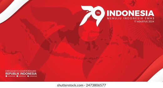 79 years,  Anniversary Independence Day of the Republic of Indonesia. Dirgahayu indonesia. (English translation: Indonesian independence). Illustration banner, poster Template Design