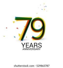 79 Years Anniversary. Layered and Colorful. Logo Celebration Isolated on White Background 