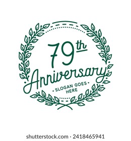 79 years anniversary logo collection. 79th years anniversary celebration hand drawn logotype. Vector and illustration.