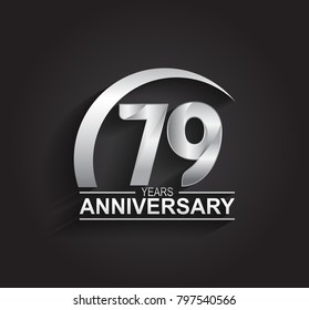 79 years anniversary logotype design with silver color isolated on black background for company celebration