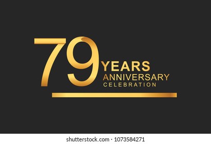 79 years anniversary logotype with under line golden color for anniversary celebration
