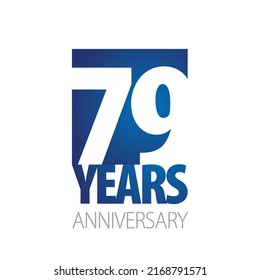 79 Years Anniversary negative space numbers blue white logo icon banner
