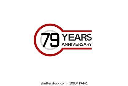 79 years anniversary red and gray color with circle isolated on red background for celebration event isolated on white background