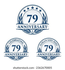 79 years anniversary set. 79th celebration logo collection. Vector and illustration. 