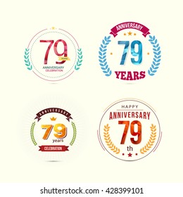 79 Years Anniversary Set with Low Poly Design and Laurel Ornaments