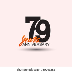 79 years anniversary simple design with negative style and yellow color isolated in white background