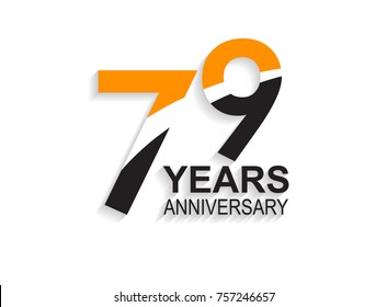 79 years anniversary simple design with white slash in orange and black number for celebration event