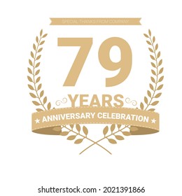 79 years anniversary vector icon, logo. Graphic design element with number and text composition for 79th anniversary