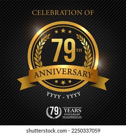 79 years celebration anniversary logo vector isolated on black background