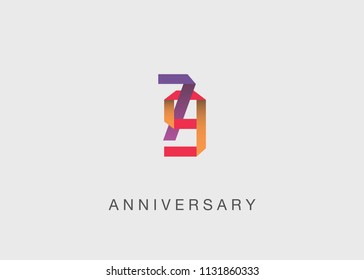 79 Years colorful Anniversary design with overlapping font number, isolated on white background