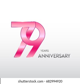 79 years pink anniversary. with overlapping number. for business, corporate, wedding, love, valentine logo celebration