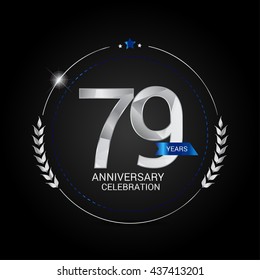 79 Years Silver anniversary logo, low poly design number