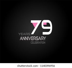 79 years simple black background with elegance white anniversary and orange, pink color accent