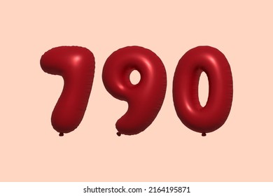 790 3D-Ballon aus realistischem metallischem Luftballon 3D Rendering. 3D Rote Helium Ballons zum Verkauf Dekoration Party Geburtstag, Feiertag Jubiläum, Hochzeitsfeiertag. Vektorgrafik