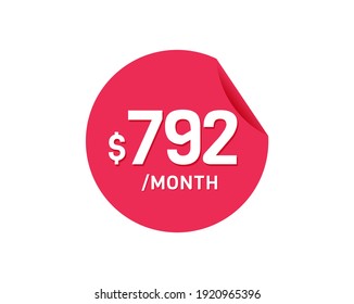 $792 Mes de Dólar. 792 USD Pegatina mensual