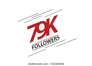 79K, 79.000 Followers Thank you red and black speed line logotype for social media, internet - vector