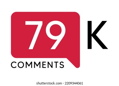 79K Comment banner template Vector illustration. Social Media Text. Amazing red color symbol on a white background
