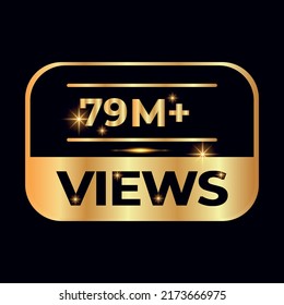 Diseño de celebración de vistas 79M. 79 millones de Views Vector.views sticker para amigos o seguidores de redes sociales, como