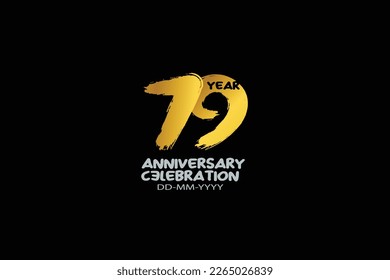 79th, 79 years, 79 year anniversary celebration abstract style logotype. anniversary with gold color isolated on black background, vector design for celebration vector