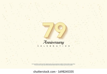79th anniversary background with an illustration of the orange numbers in front of a white background and the writing below.