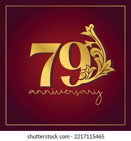 79th Anniversary celebration banner with  on red background. Vintage Decorative number vector Design.