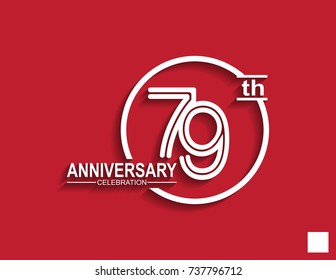 79th anniversary celebration logotype with linked number in circle isolated on red background